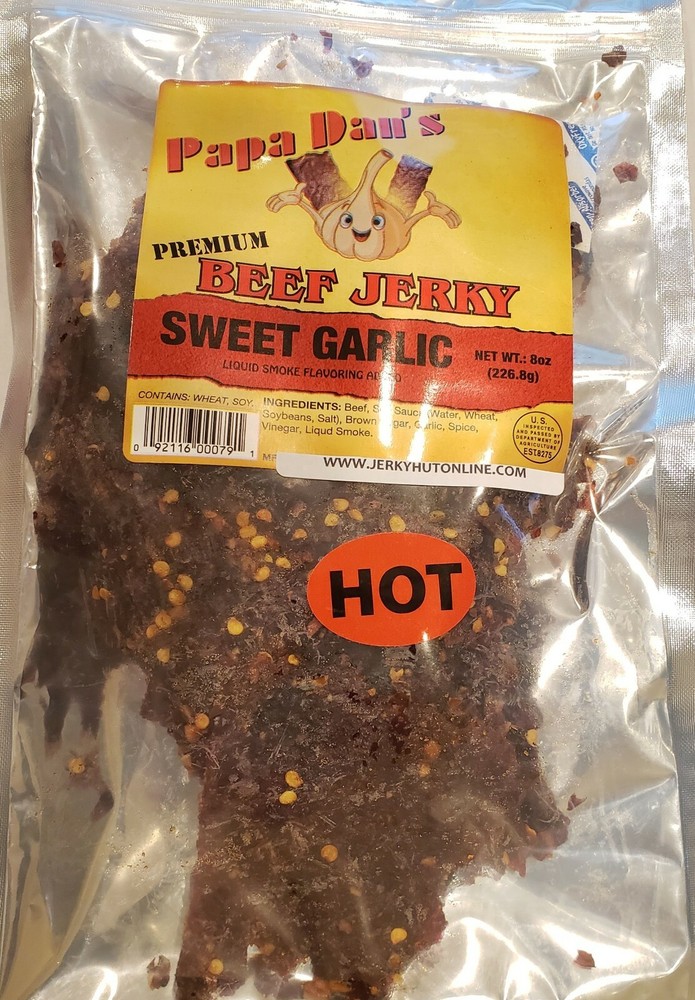 Papa Dan's Sweet Garlic Hot, beef jerky (4 oz.)