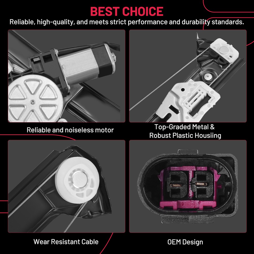 Rear Right Passenger Side Window Regulator w/ Motor For BMW X5 E53 2000-2006