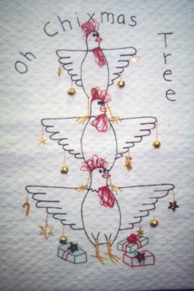 Christmas Chicken Chixmas Tree  embroidery pattern  *D
