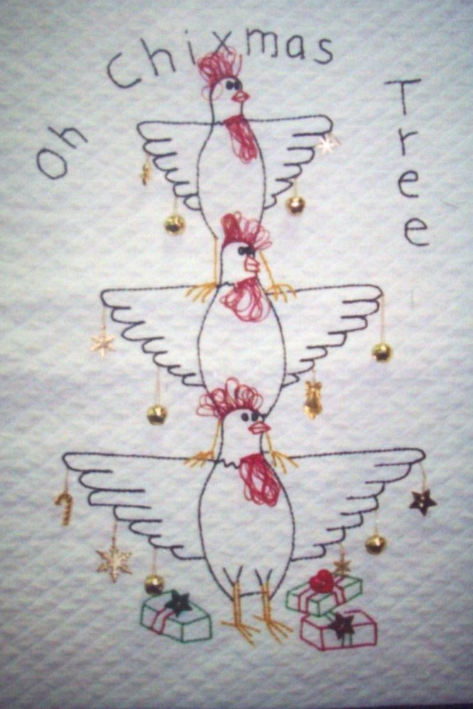 Christmas Chicken Chixmas Tree embroidery pattern *D