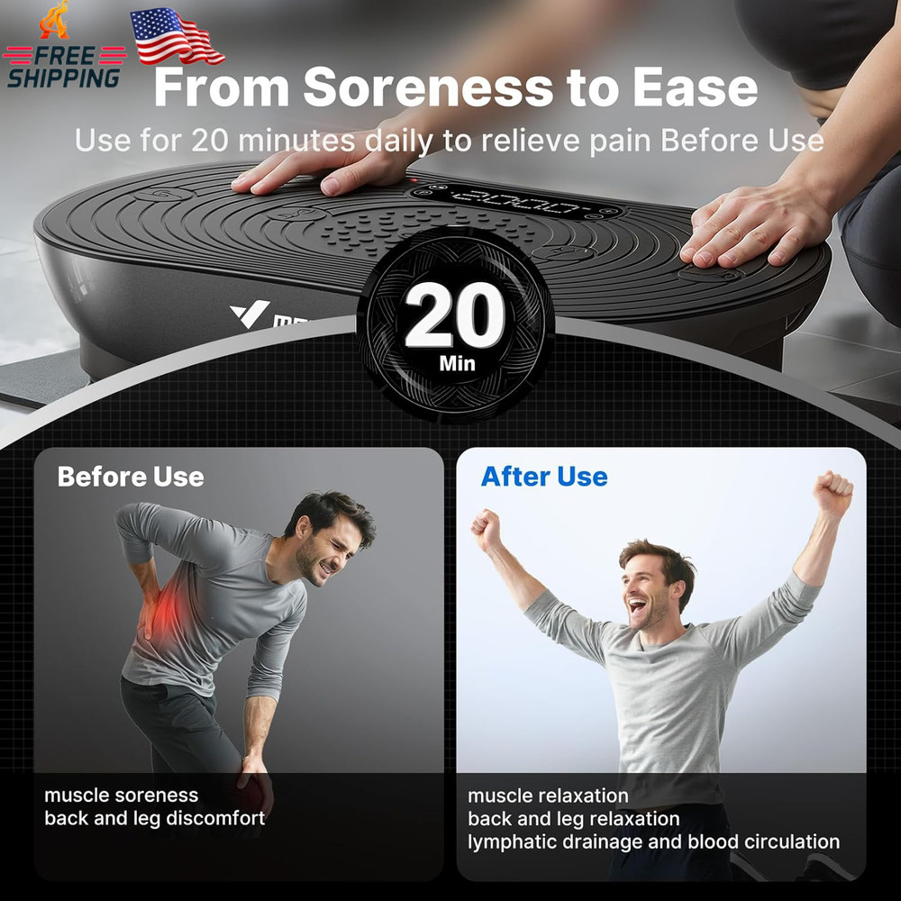 MERACH Vibration Plate Exercise Machine, Vibrating Platform for Lymphatic Draina