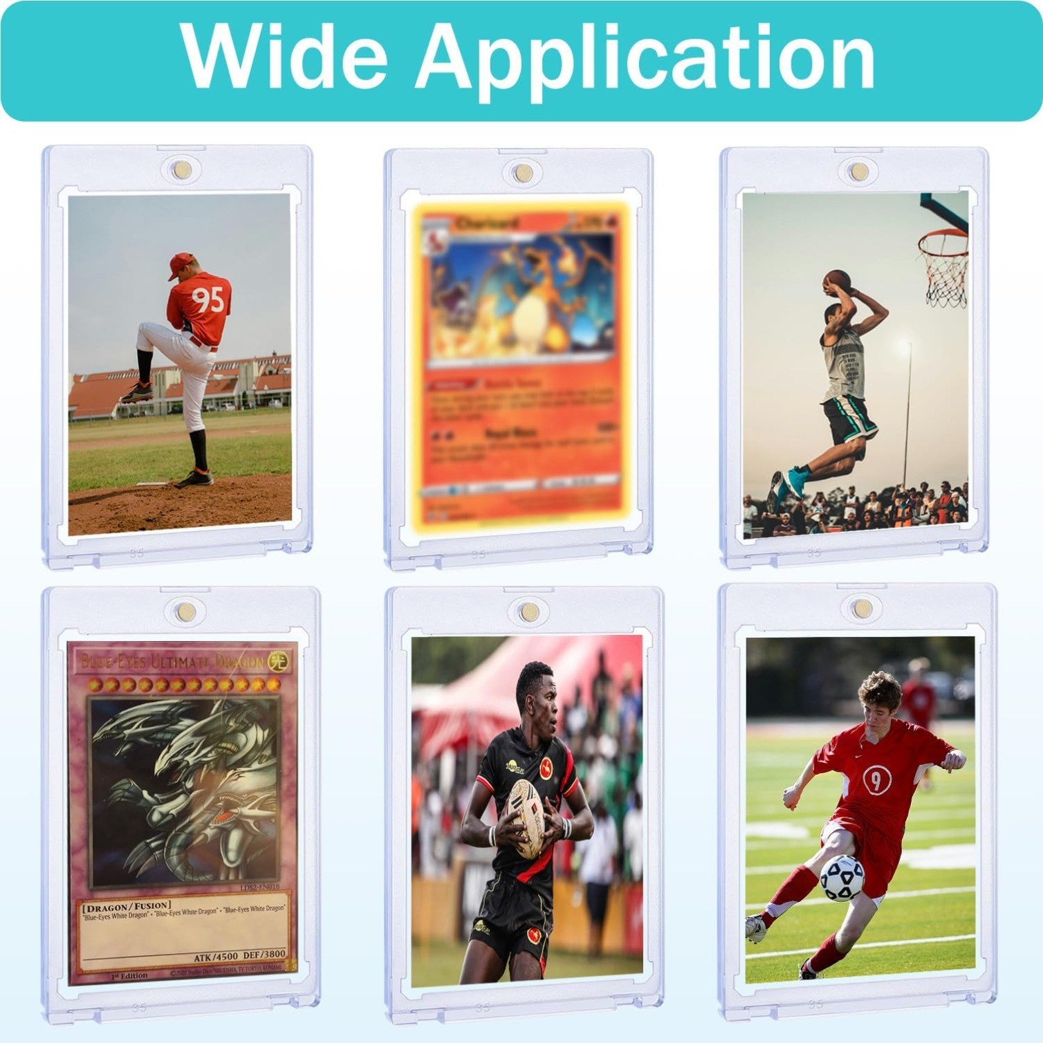 25 PCS 35pt Magnetic Card Holder for Cards, One Touch Hard Plastic Thick Cases