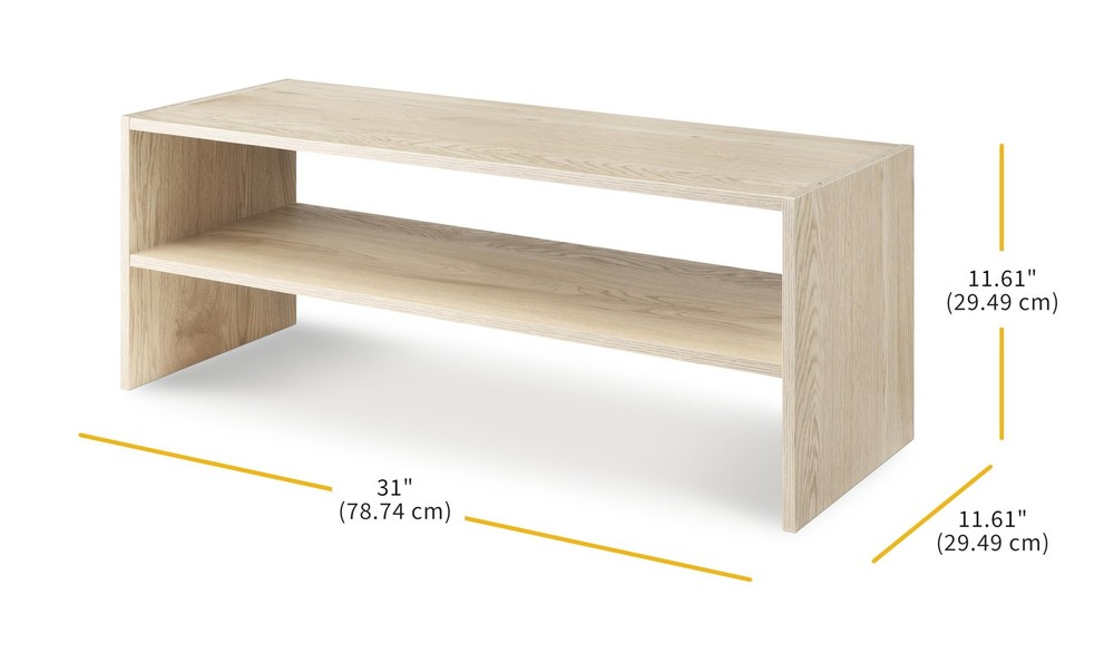 Whitmor Wood Stackable 2-Shelf Shoe Rack, White Oak, 31"