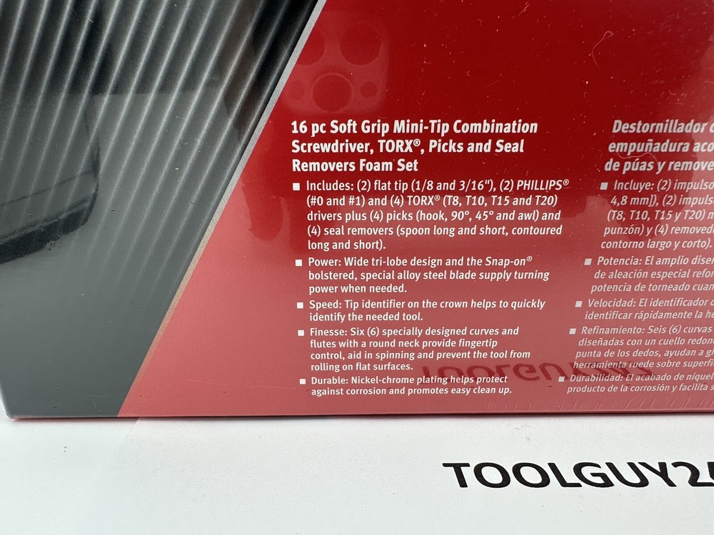 SNAP ON TOOLS Instinct RED Soft Handled 16pc Mini Screwdriver Set SGMINI16FR