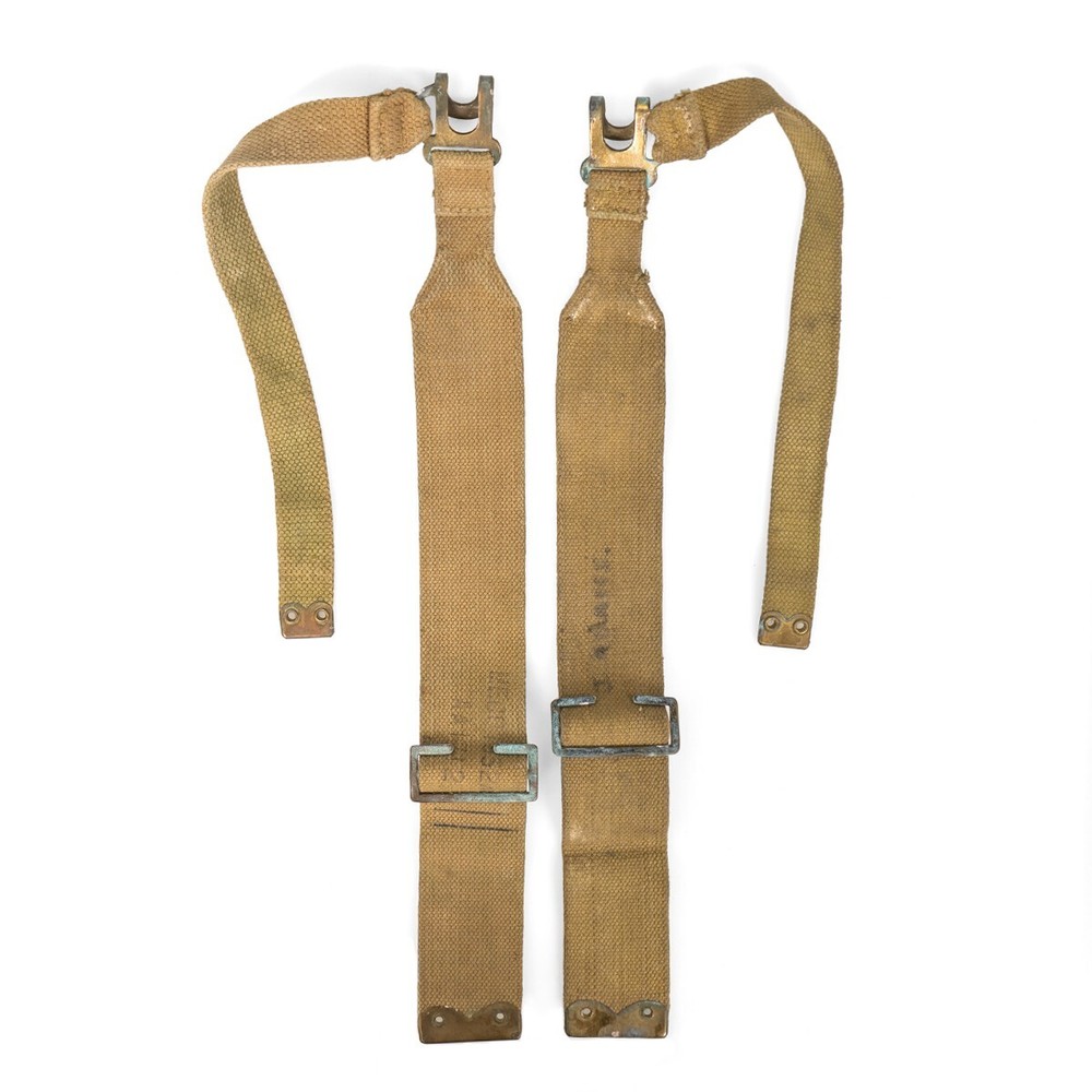 Original British Army L-Straps- WW2 Era- Cotton Canvas Webbing- Genuine Surplus