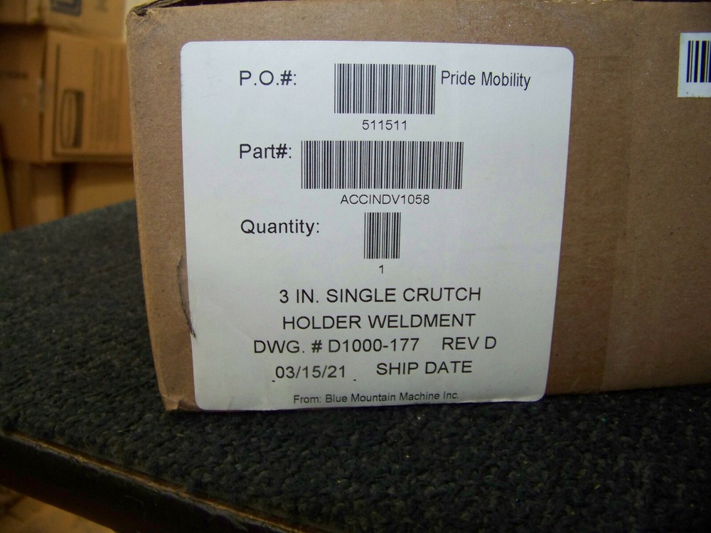 Pride Mobillity 3" Single Crutch Holder Weldment ACCINDV1058 New
