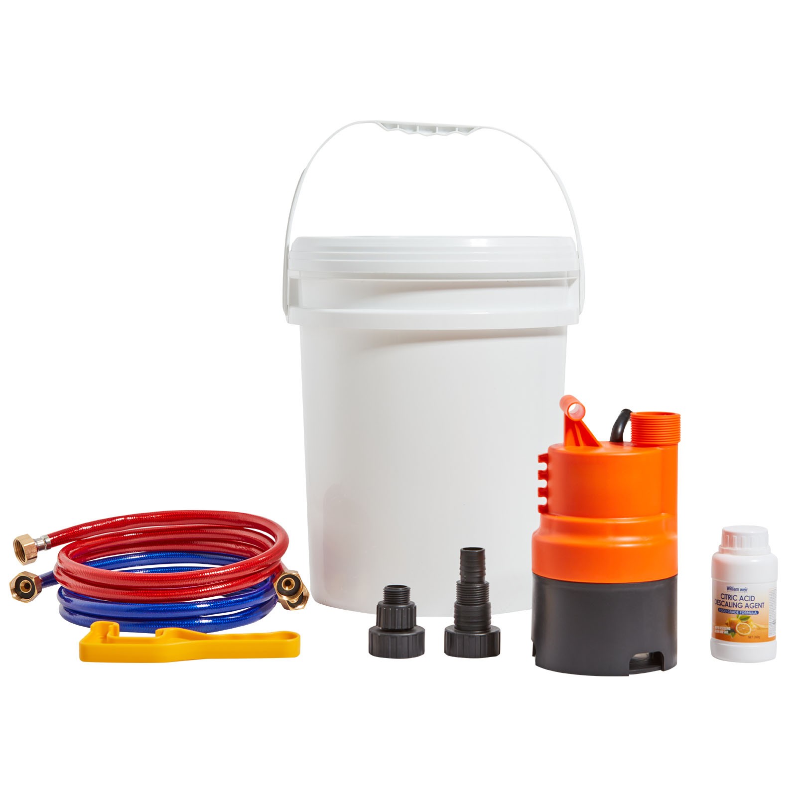 Uimoso Tankless Water Heater Flushing Kit w/ Pump & 5 Gallon Pail & Descaling