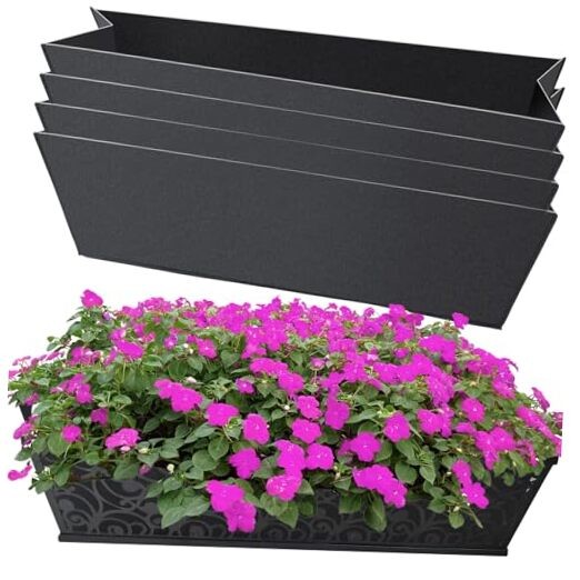 Rectangle Window Box Liner Felt Planter Basket Liner Insert Black 4PCS 24Inch
