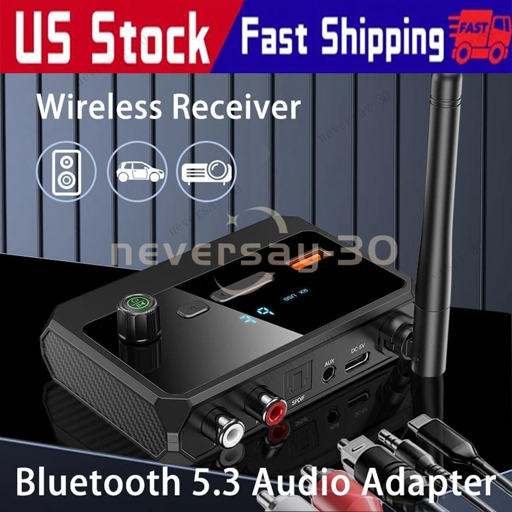Bluetooth 5.3 Home Stereo Audio Receiver AUX USB Optical HD Music to RCA Adapter