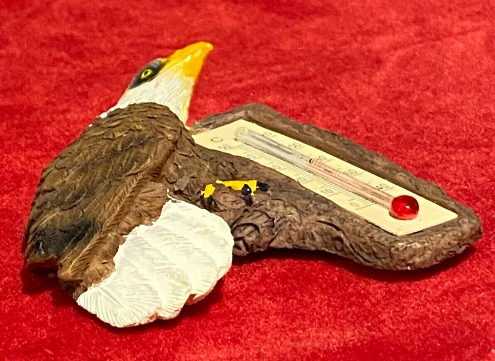 Vintage thermometer refrigerator magnet American Bald Eagle