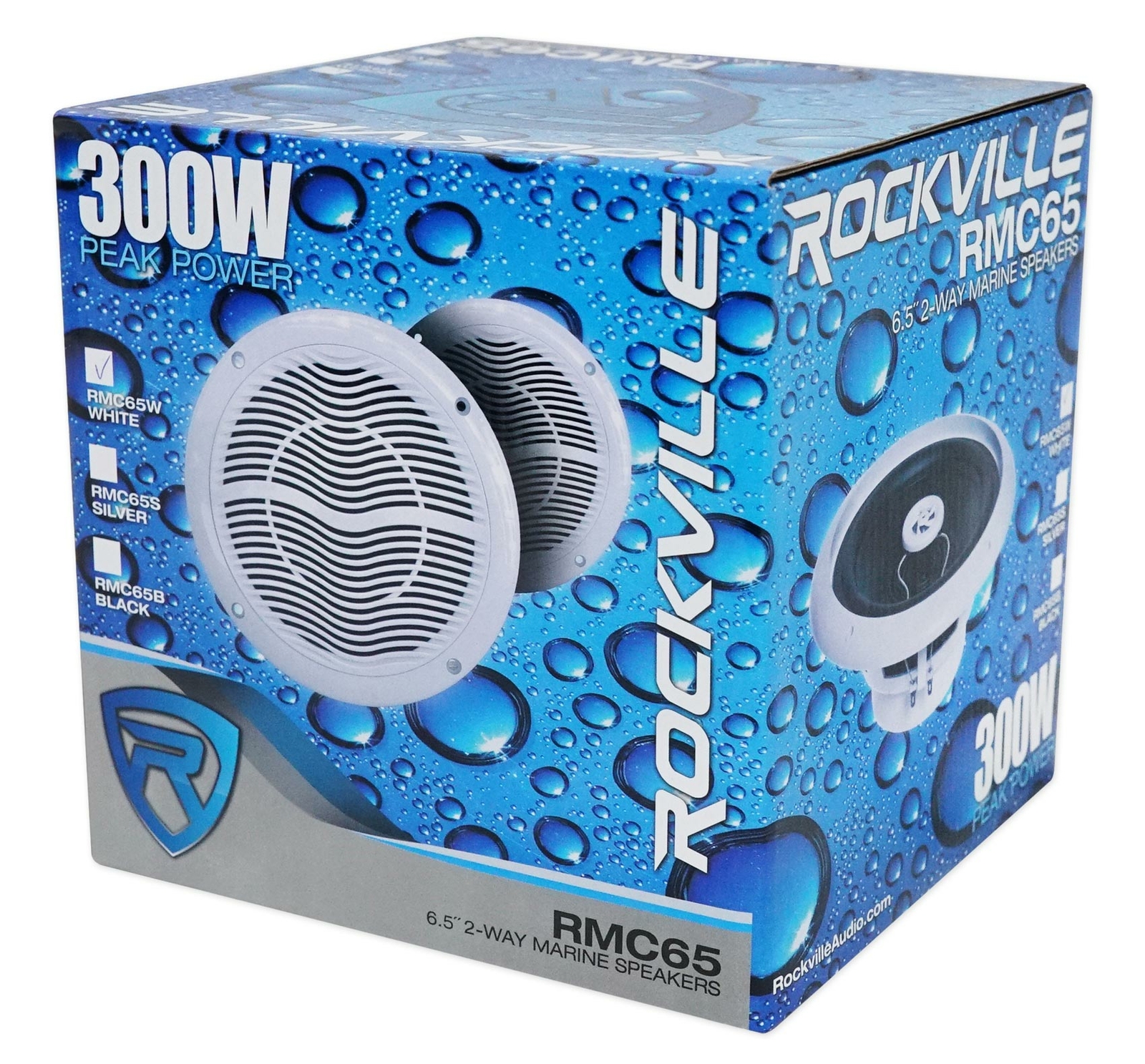 (4) Rockville RMC65W 6.5" 1200 Watt Waterproof Marine Boat Speakers 2-Way White