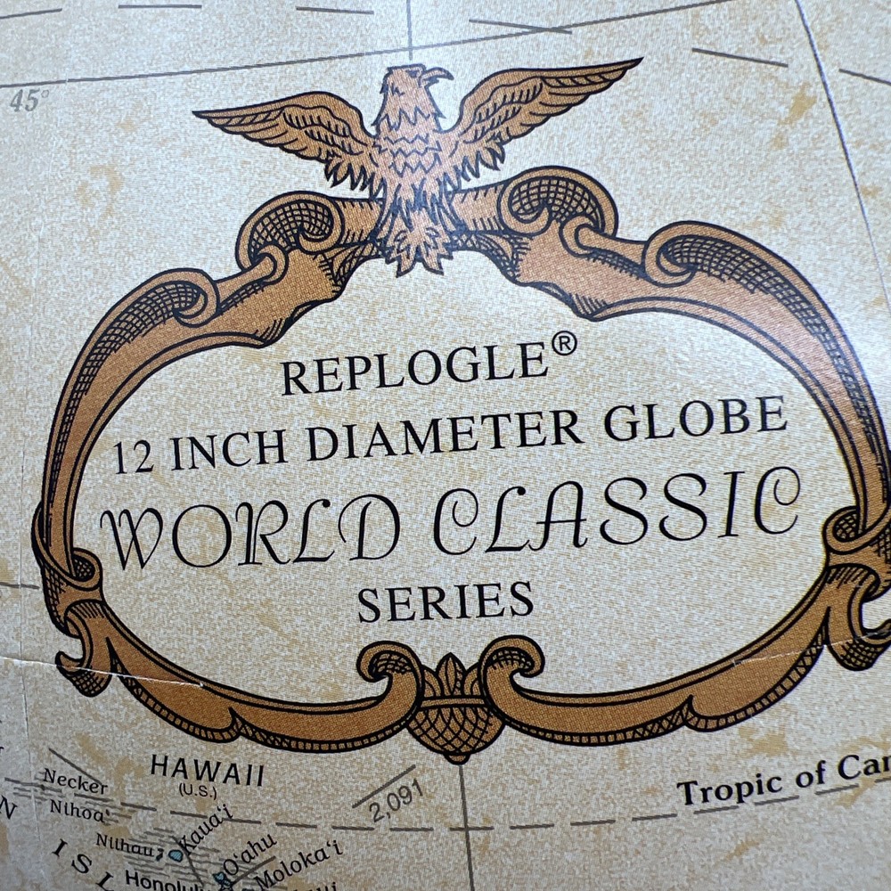 mountains Raised REPLOGLE Globemaster 12 Inch Globe wood Base