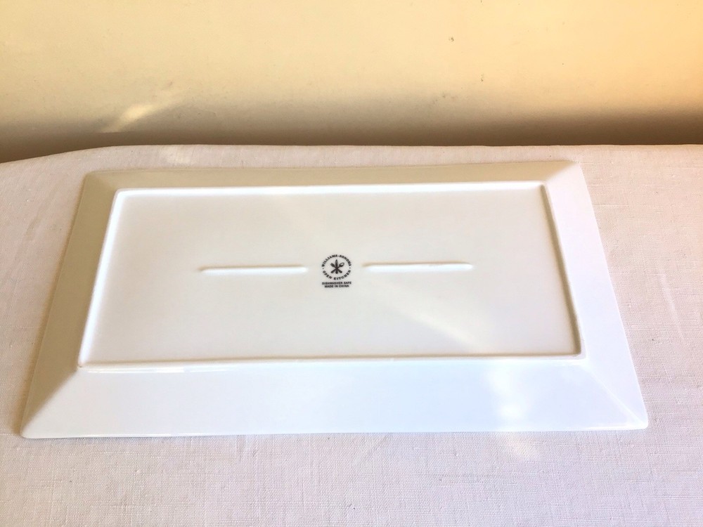 Williams Sonoma Open Kitchen White Ceramic Modern Rectangle Serving Platter