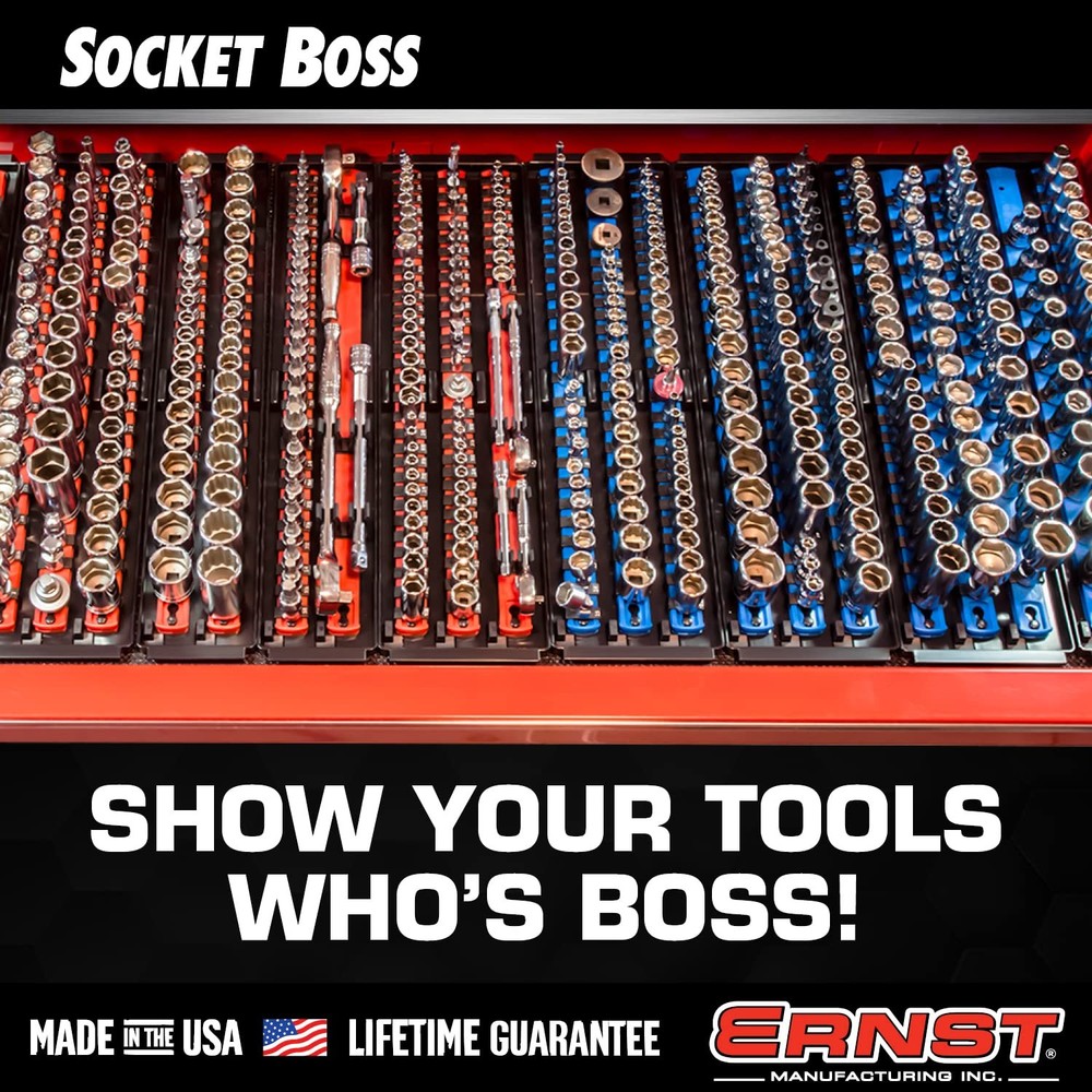 8481 Socket Boss 3-Rail Multi-Drive Socket Holder Tray for Toolbox, Twist-Loc...