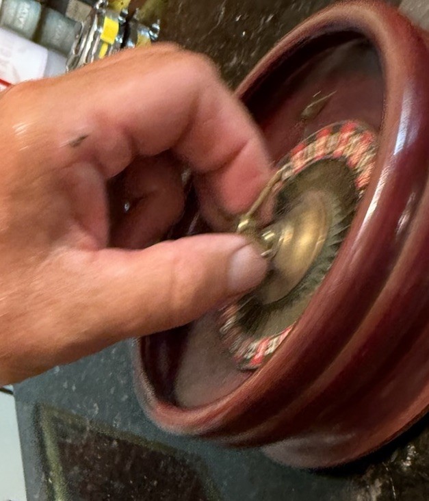 Antique Table Top Roulette Wheel Gambling Casino Game Wood German Original