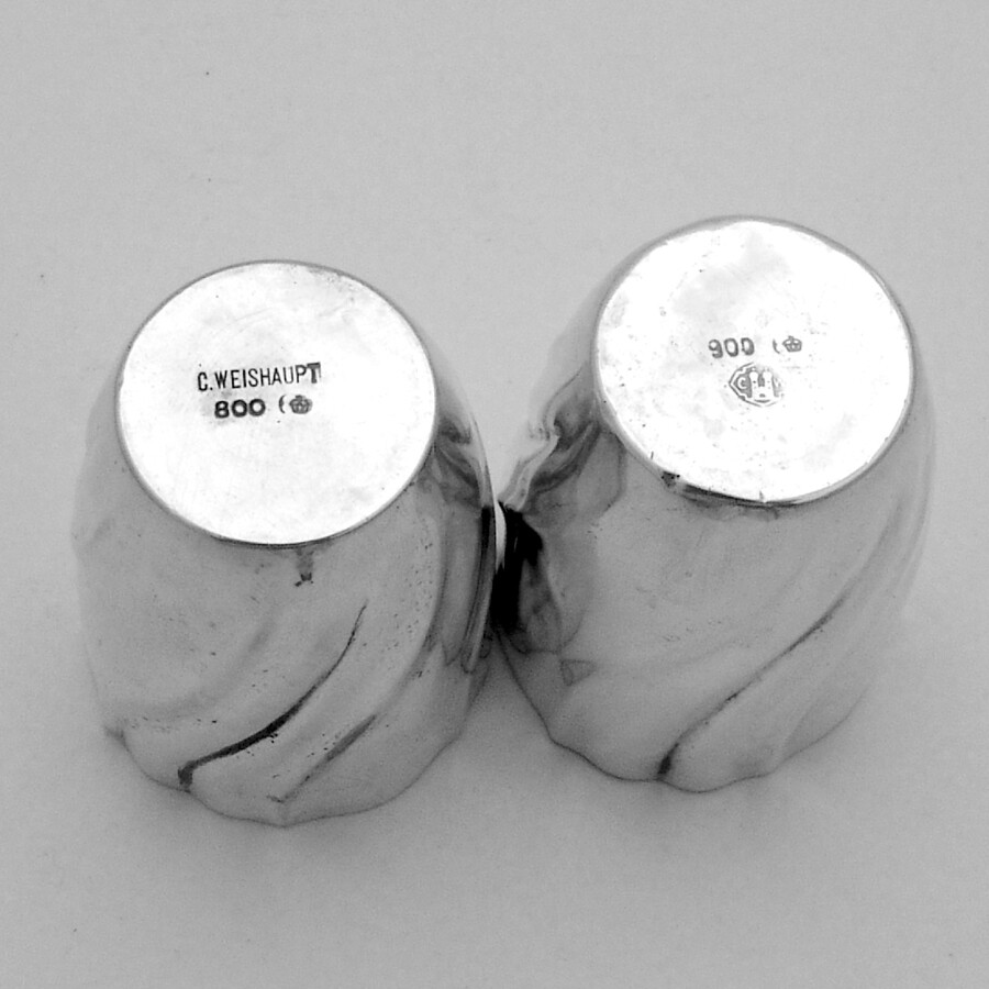 Fluted Vodka Shots Set German 900 Silver