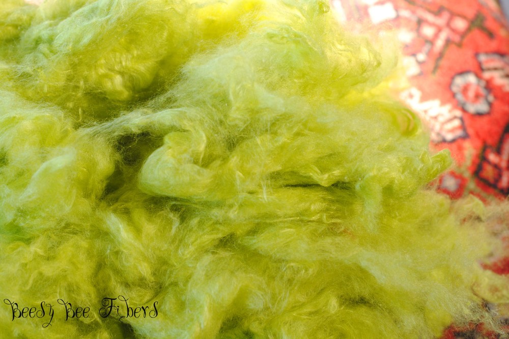 KEY LIME - Pulled Sari Silk Cloud, Recycled Sari Silk, Silk - 1 oz
