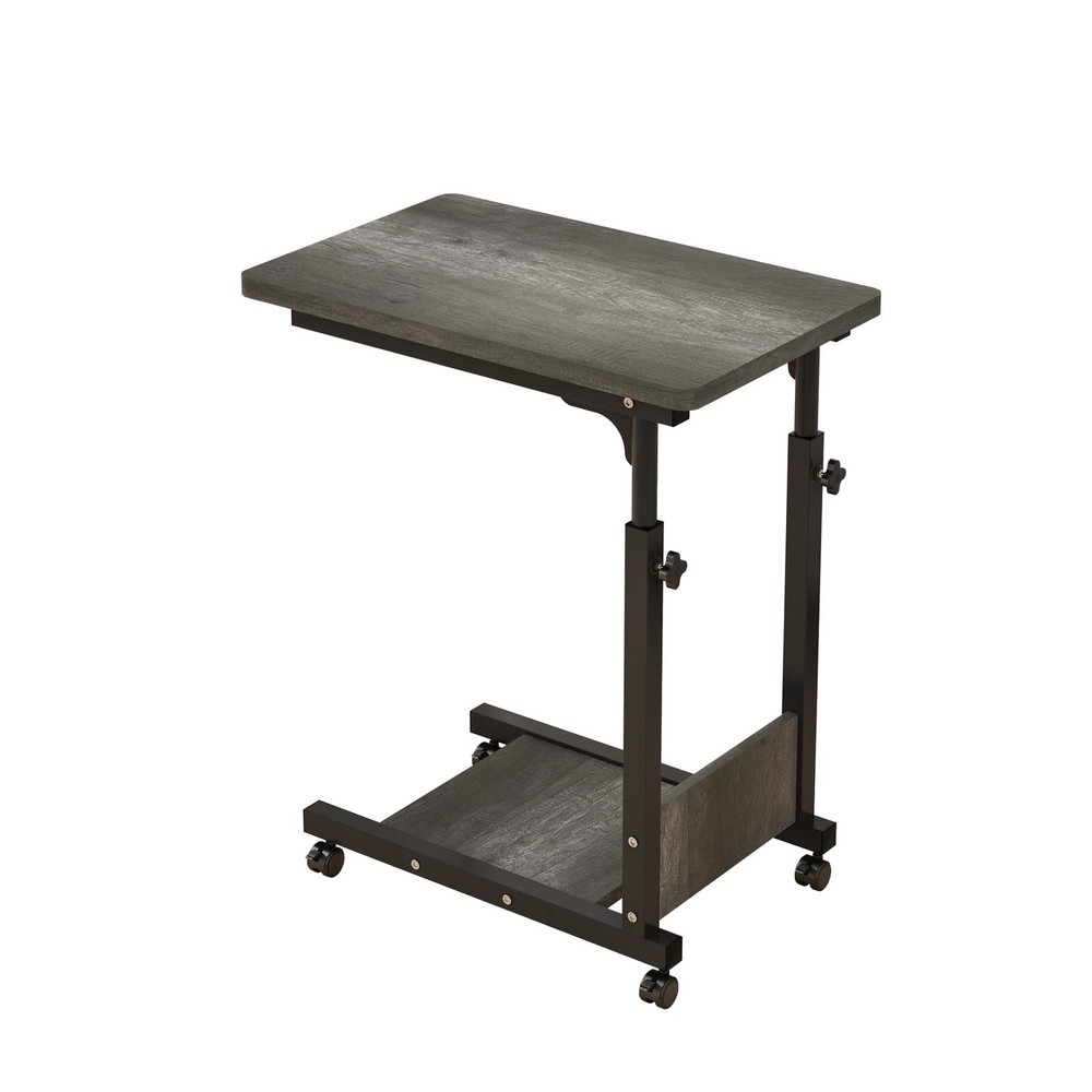 Adjustable Height C Table Sofa Side Bedside Table with Wheels, Hospital Bed T...