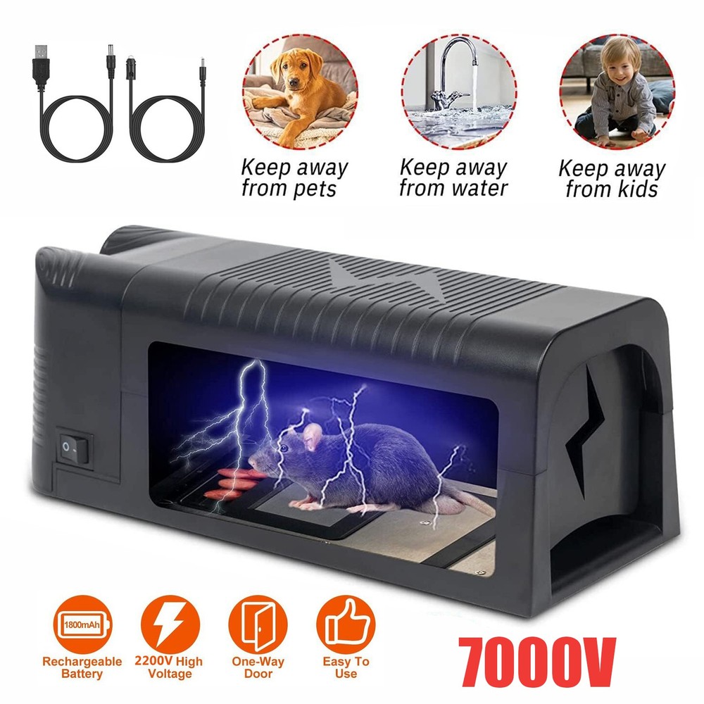 Electronic Mouse Trap Control Kill Big Rat Pest Electric Rodent Zapper Upgraded