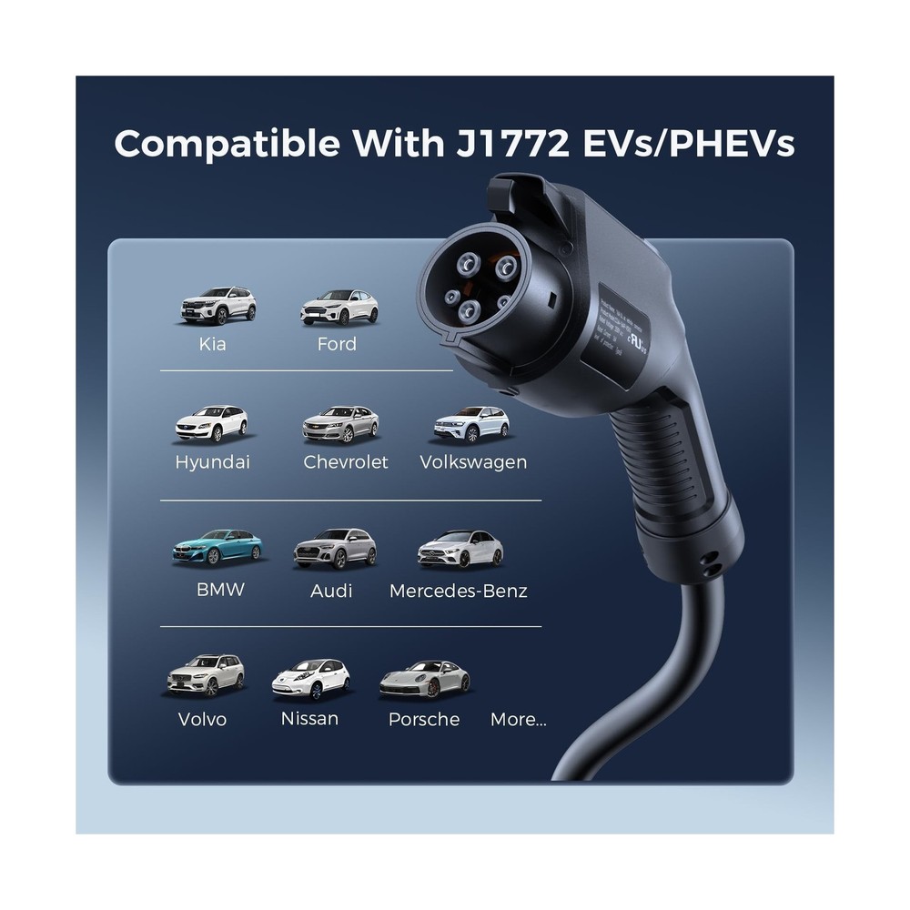 Carbon Fiber Level 2 EV Charger, 24A Adjustable Current/Timer/Smart Display, ...