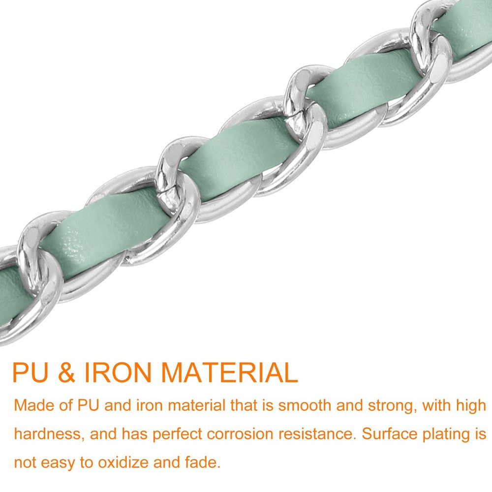 Purse Strap, 32" Leather for Shoulder Strap (Light Green, Silver)