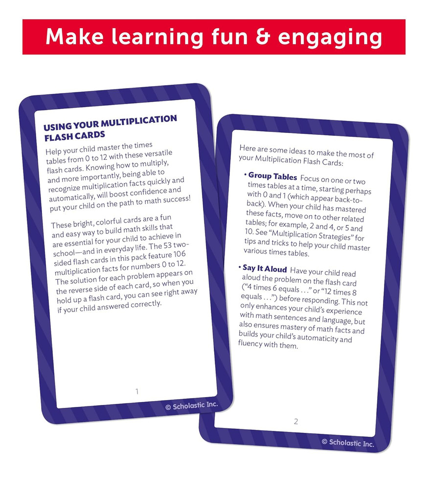 Scholastic Flash Cards: Multiplication 0 - 12