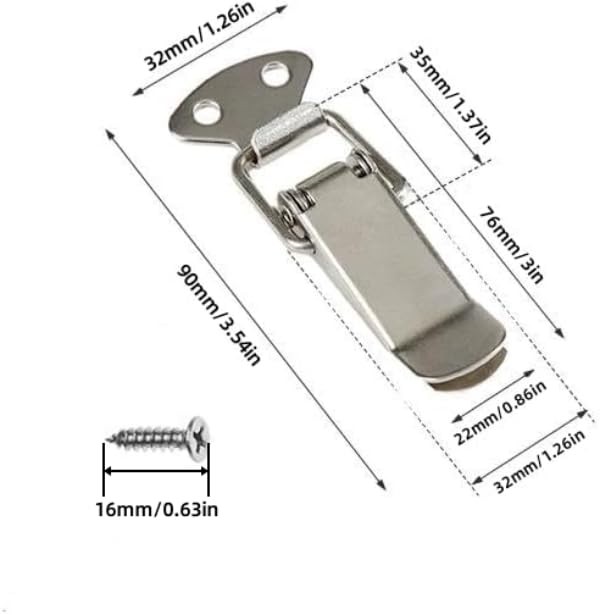 Latch, Stainless Steel Spring Loaded Toggle Silver Catch Hasp