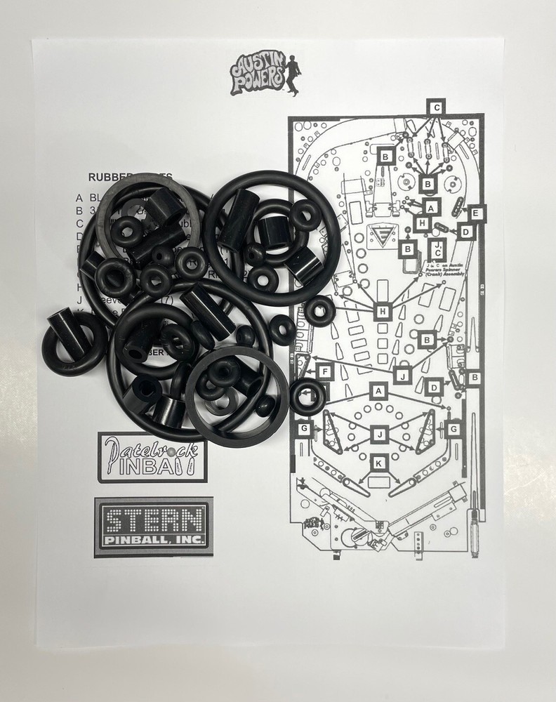 Stern Austin Powers Pinball Machine Rubber Ring Kit **Customize Your Kit