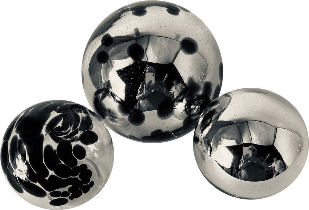 NEW Sphere Set of 3 - Silver & Black