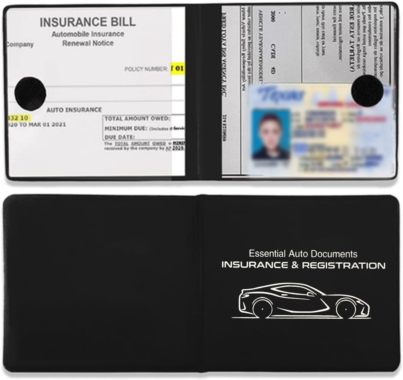 2PCS Car Registration and Insurance Holder, 10.6''×4.8'' Essential Auto Card Glo