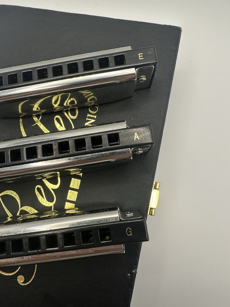 3 Reckless Harmonics With Case Keys E-A-G (3 Harmonicas)