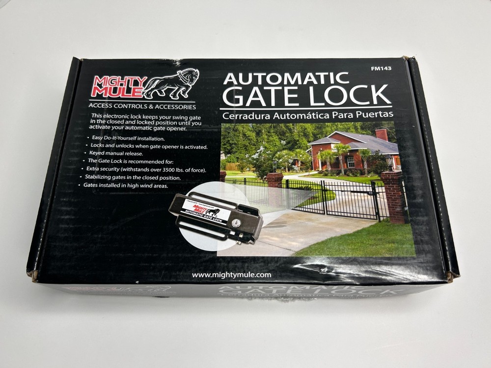 Mighty Mule FM143 Automatic Gate Lock for Single and Dual Swing Gate Openers NEW