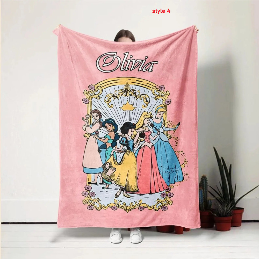 Custom Kids Princess Blanket – Personalized Name Flannel Throw