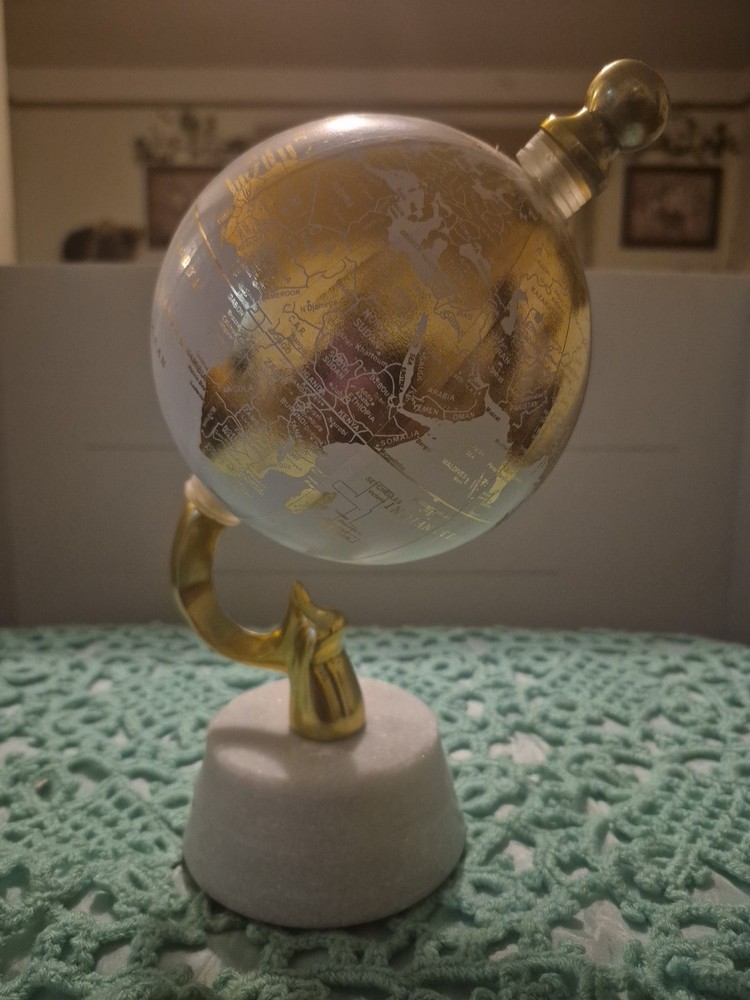 Gold Aluminum Globe with Marble Base