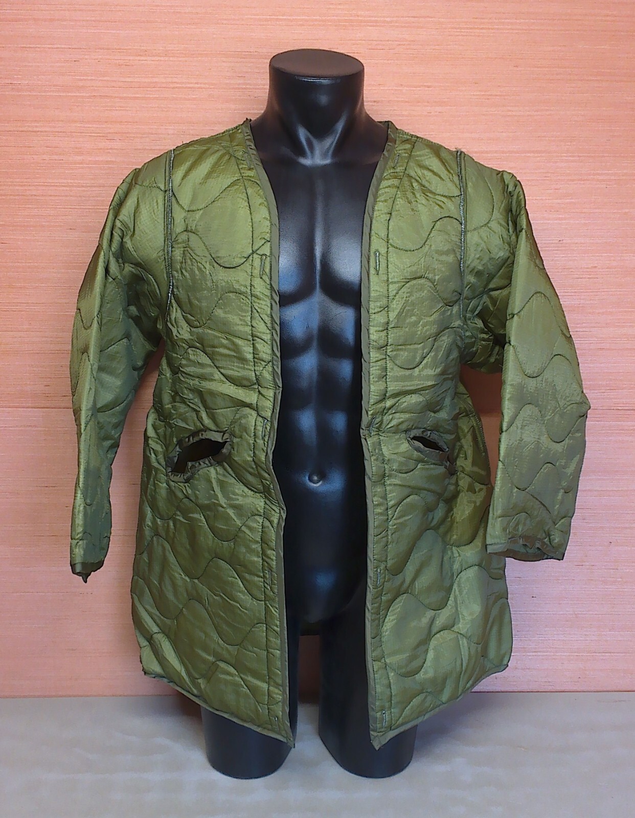 Vintage Gulf War Era USGI Green Quilted Desert Night Camo Parka Liner Sz Medium