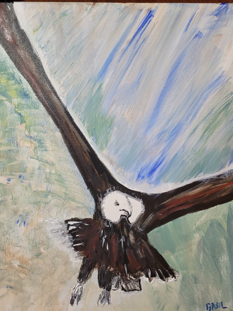 Eagle Swooping Vibrant Abstract Expressionism Canvas Painting