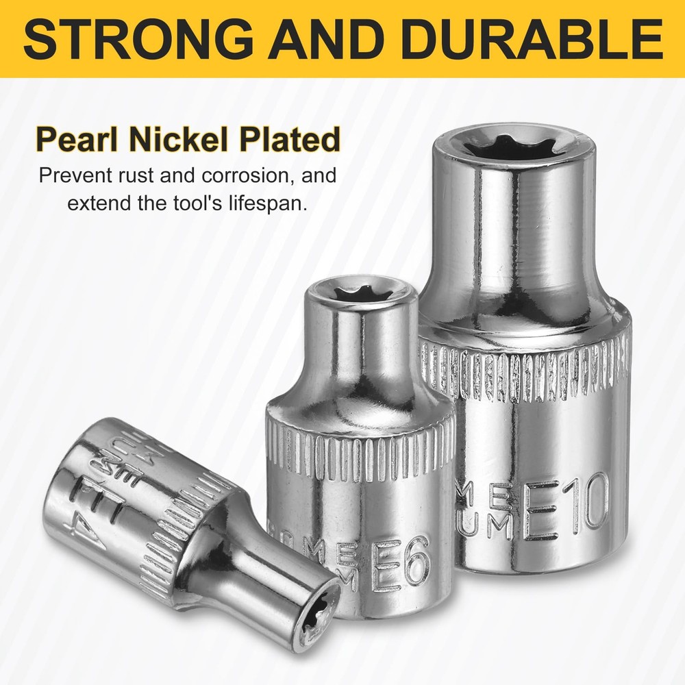 HARFINGTON 5pcs E-Torx Socket 1/4" Drive E4-E8 External Torx Deep Socket...