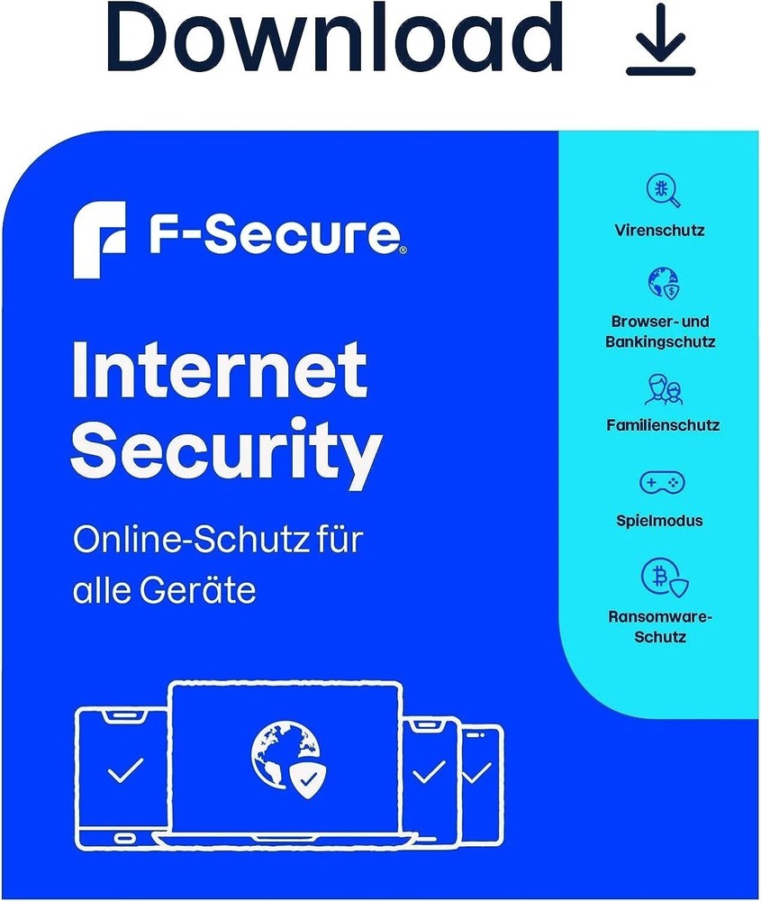 F-Secure Internet Security (SAFE) 1,3,5,7,10 Devices 1,2,3 Years - Email Key ESD
