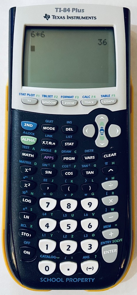Texas Instruments TI-84 Plus Graphing Calculator Yellow School Property TI-84+