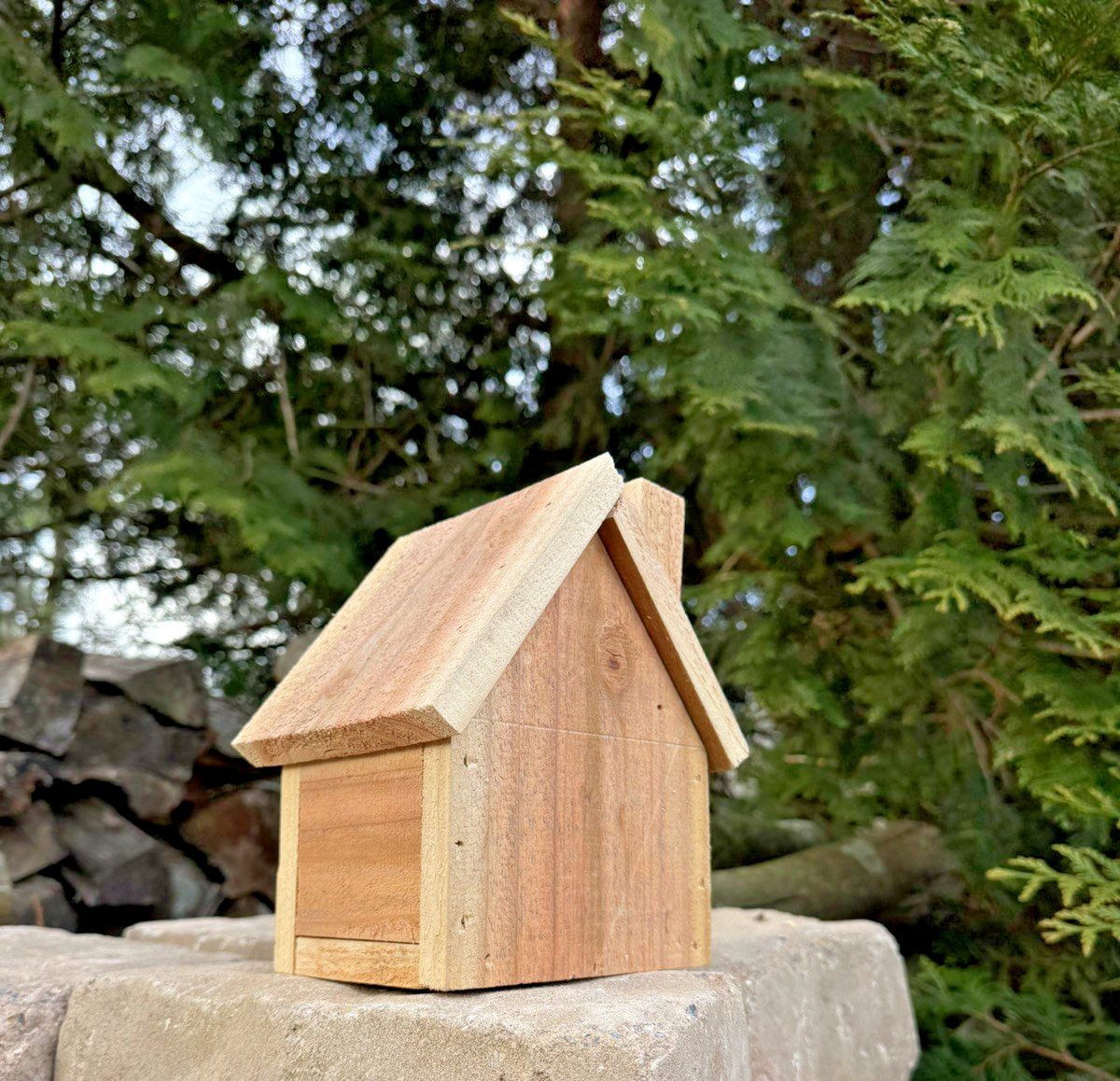 Handmade Cedar Birdhouse w/Chimney Rustic Outdoor Wren Chickadee NestGardenDecor