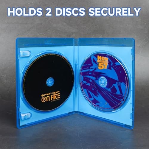 10 Pack Double 2-Disc Blu-Ray Cases, Multi-Disc Holder, Blue Transparent, 10mm