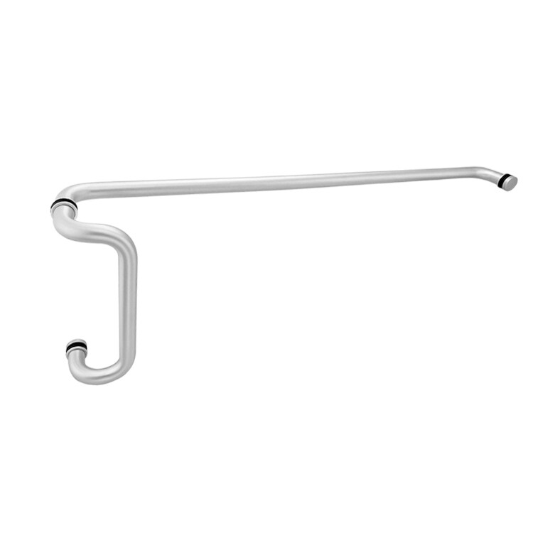 CEL Round Solid Aluminum Storefront Door Pull Handle and Push Bar Set - 12"X33"