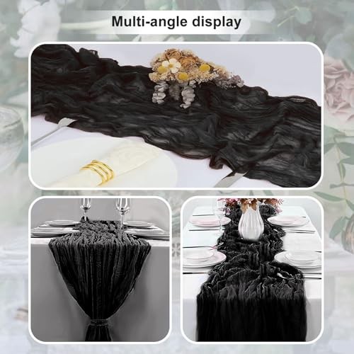 6 Pack Cheesecloth Table Runner 35x120 Inch 10Ft Rustic Gauze 6 PACK Black