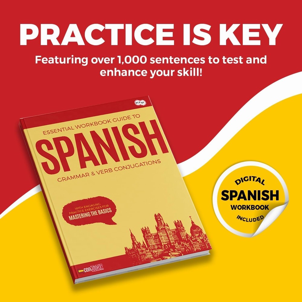 Spanish Verb Flashcards 200+ with Conjugation Practice and Digital Workbook