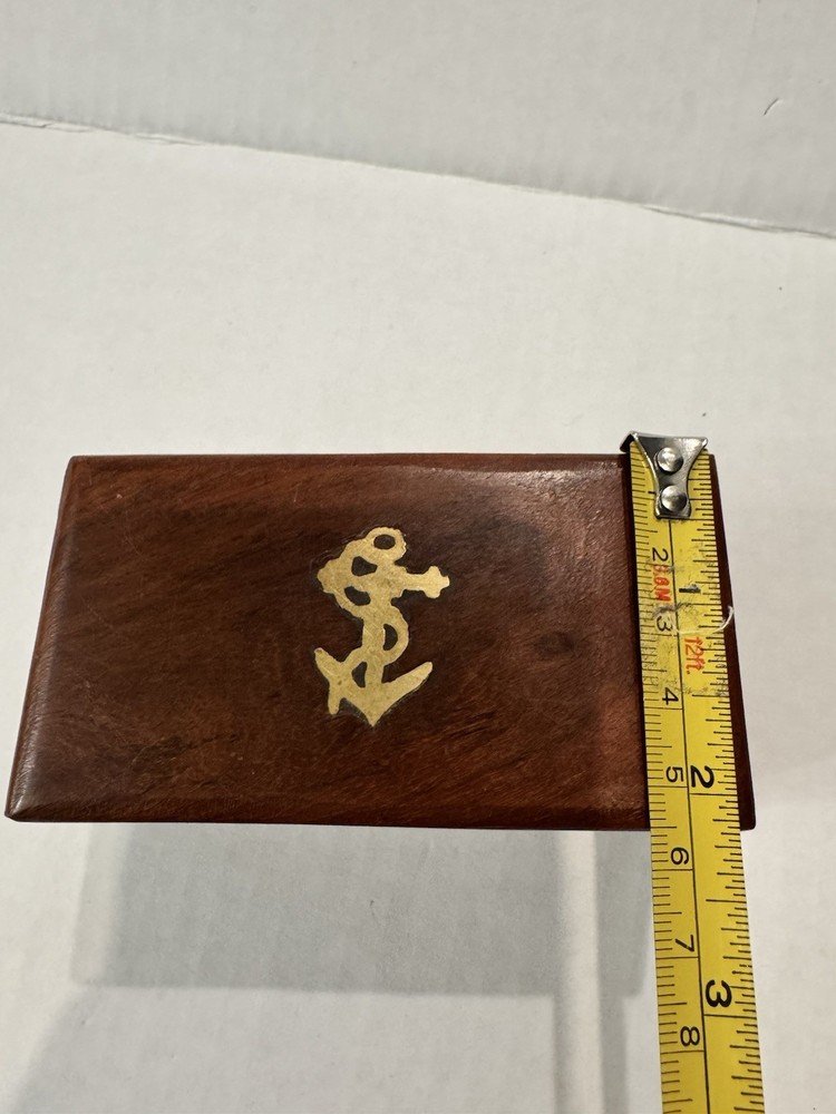 Wood Nautical Anchor Rectangular Box, Brown, Decorative