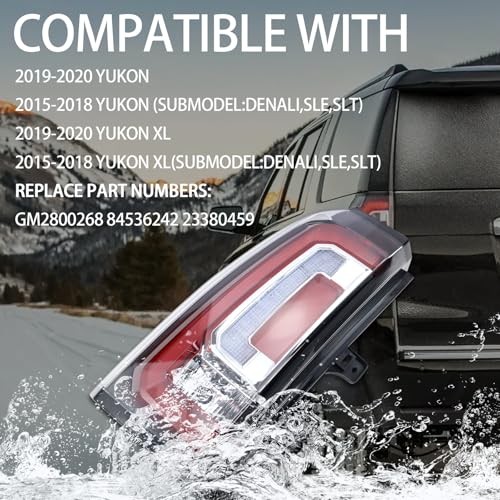 Left Driver Side LED Tail Light Assembly for 2015 2016 2017 2018 2019 2020 GMC