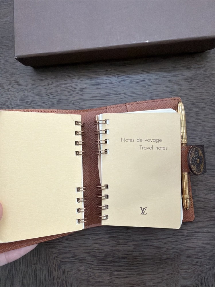 Authentic Louis Vuitton Monogram Agenda Notebook Monogram & LV Pen MINT