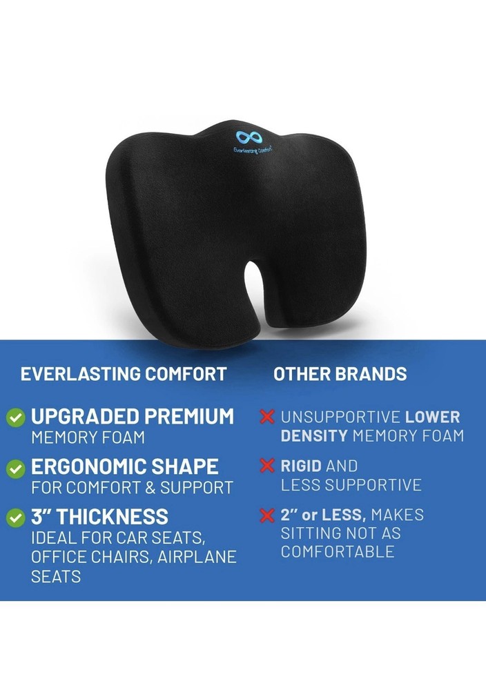 Everlasting Comfort Memory Foam Seat Standard 100 Tailbone Sciatica Relief