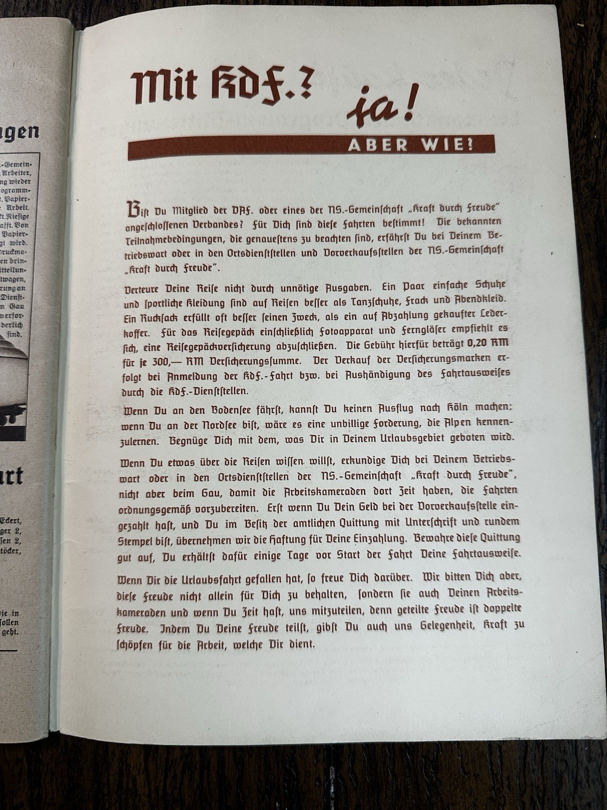 RARE 1937 German Travel Brochure "Urlaubsreife" (Holiday Ready)