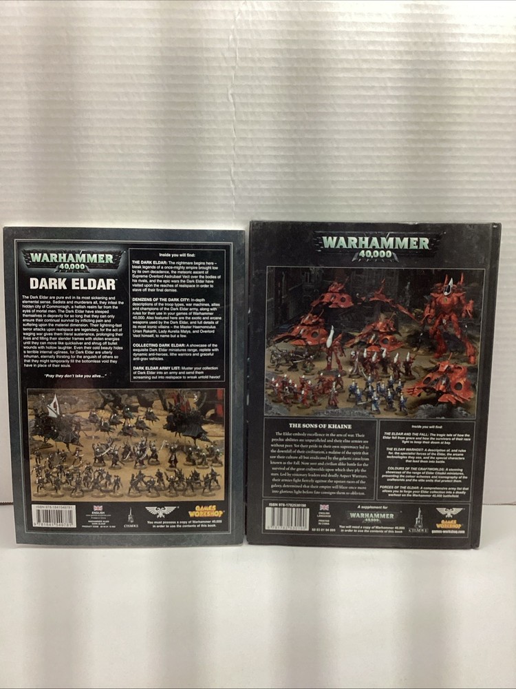 Books Warhammer 40,000 Dark Eldar Softback & Eldar Hardback Nice Condition